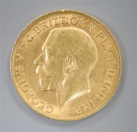 A 1913 gold full sovereign.